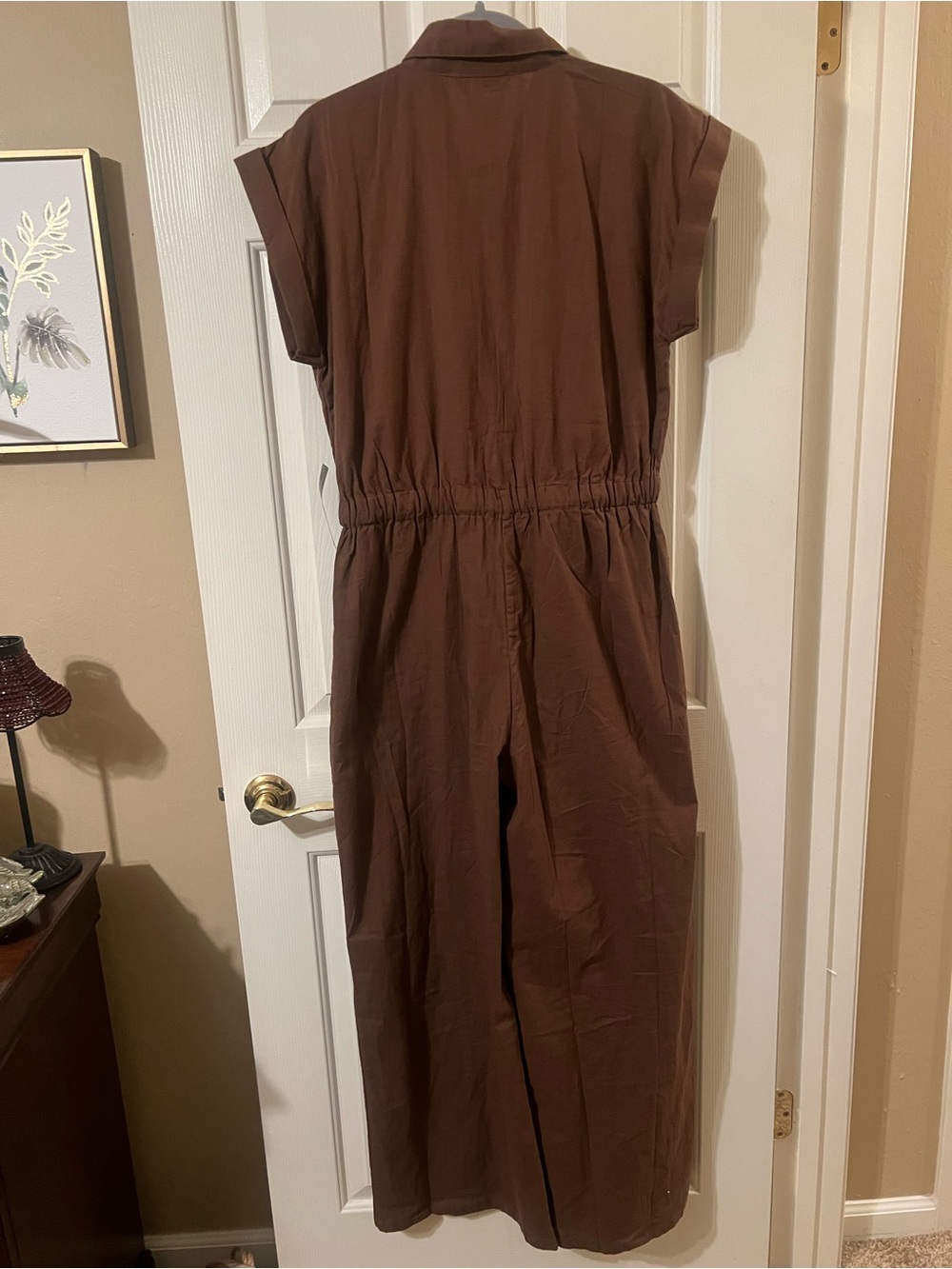 NWT Junior’s Brown Utility Boiler Cotton Button Down Summer Jumpsuit Size XL - Picture 3 of 13